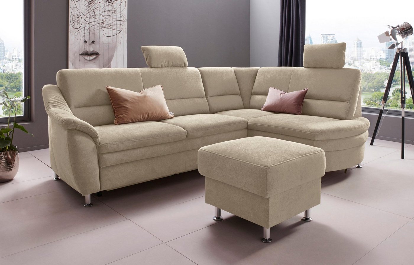 Places of Style Ecksofa Cardoso, Federkern, wahlweise mit Bett, Schubkasten von Places of Style