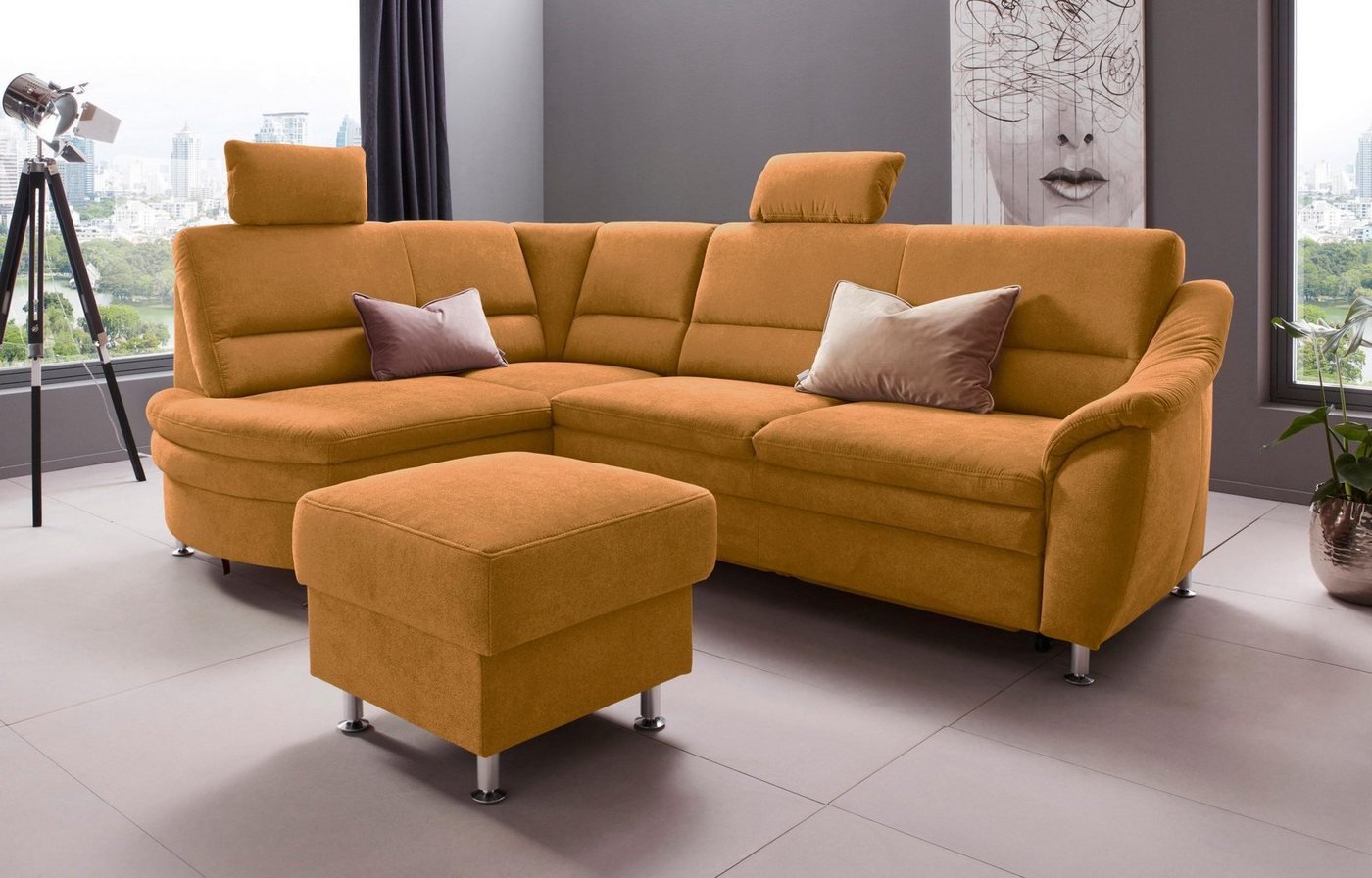 Places of Style Ecksofa Cardoso L-Form, Federkern, wahlweise mit Bett, Schubkasten von Places of Style