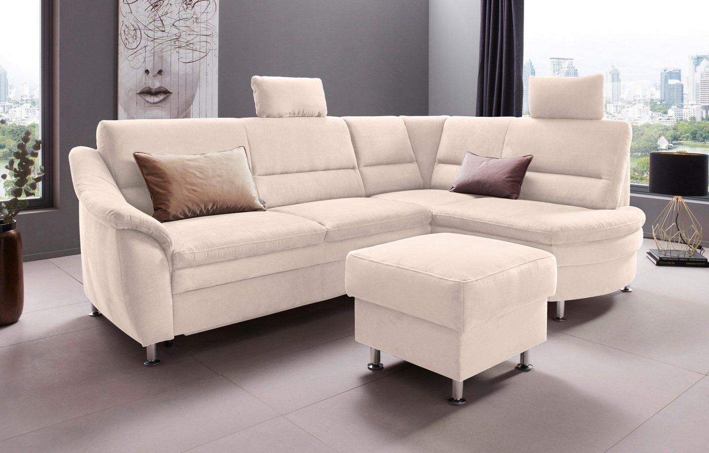 Places of Style Ecksofa Cardoso L-Form, Federkern, wahlweise mit Bett, Schubkasten von Places of Style