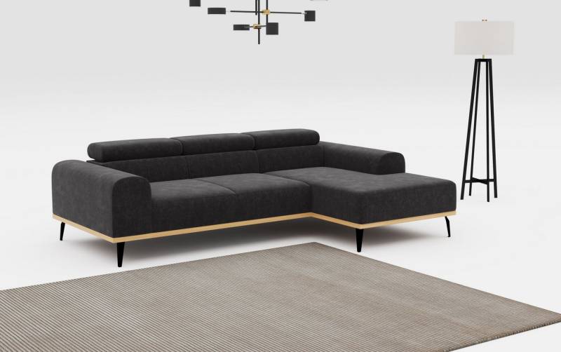 Places of Style Ecksofa Carlo L-Form, mit Kopfteilverstellung & Holz-Rahmenoptik, wahlweise Relaxfunktion von Places of Style