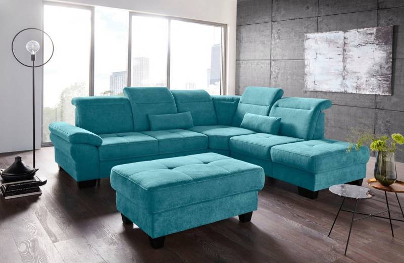 Places of Style Ecksofa Cornwall L-Form, incl. Sitztiefenverstellung, mit Bettfunktion und Kopfteilverstellung von Places of Style