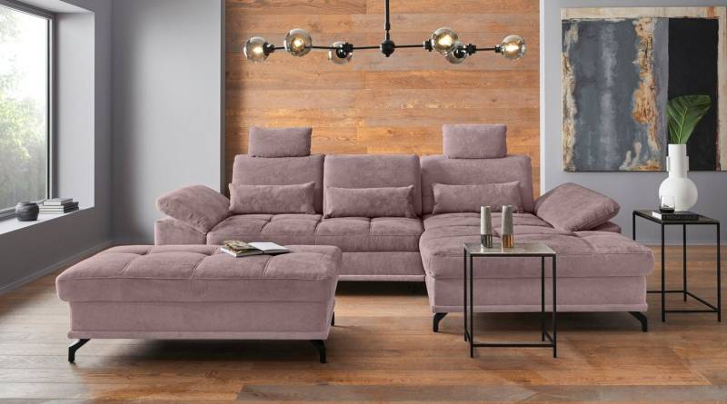 Places of Style Ecksofa Costello L-Form, mit Sitztiefenverstellung, Armteilverstellung und, 3 Nierenkissen, optional Bettfunktion und Bettkasten von Places of Style