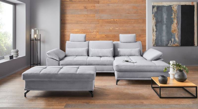 Places of Style Ecksofa Costello L-Form, mit Sitztiefenverstellung, Armteilverstellung und, 3 Nierenkissen, optional Bettfunktion und Bettkasten von Places of Style