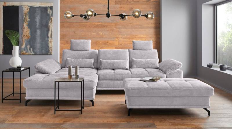 Places of Style Ecksofa Costello L-Form, mit Sitztiefenverstellung, Armteilverstellung und, 3 Nierenkissen, optional Bettfunktion und Bettkasten von Places of Style