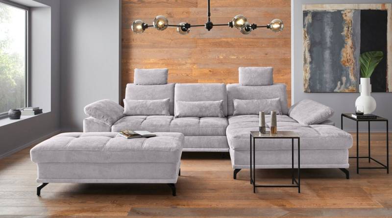 Places of Style Ecksofa Costello L-Form, mit Sitztiefenverstellung, Armteilverstellung und, 3 Nierenkissen, optional Bettfunktion und Bettkasten von Places of Style