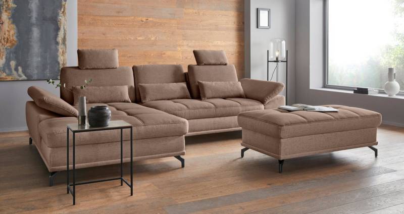 Places of Style Ecksofa Costello L-Form, mit Sitztiefenverstellung, Armteilverstellung und, 3 Nierenkissen, optional Bettfunktion und Bettkasten von Places of Style