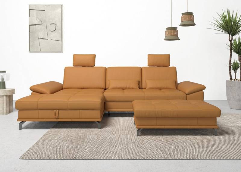Places of Style Ecksofa Costello L-Form, mit Sitztiefenverstellung, Armteilverstellung und, 3 Nierenkissen, optional Bettfunktion und Bettkasten von Places of Style
