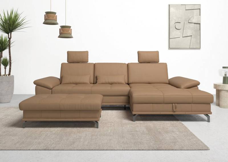 Places of Style Ecksofa Costello L-Form, mit Sitztiefenverstellung, Armteilverstellung und, 3 Nierenkissen, optional Bettfunktion und Bettkasten von Places of Style