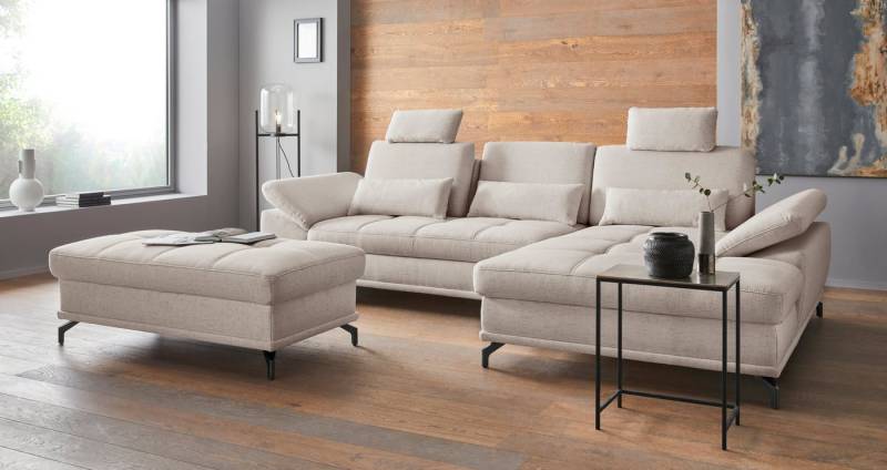 Places of Style Ecksofa Costello L-Form, mit Sitztiefenverstellung, Armteilverstellung und, 3 Nierenkissen, optional Bettfunktion und Bettkasten von Places of Style