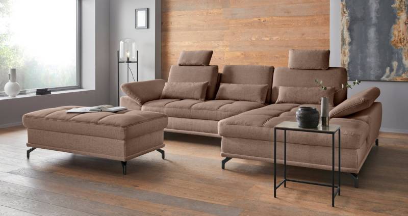 Places of Style Ecksofa Costello L-Form, mit Sitztiefenverstellung, Armteilverstellung und, 3 Nierenkissen, optional Bettfunktion und Bettkasten von Places of Style