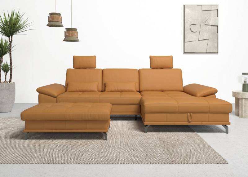 Places of Style Ecksofa Costello L-Form, mit Sitztiefenverstellung, Armteilverstellung und, 3 Nierenkissen, optional Bettfunktion und Bettkasten von Places of Style