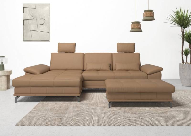 Places of Style Ecksofa Costello L-Form, mit Sitztiefenverstellung, Armteilverstellung und, 3 Nierenkissen, optional Bettfunktion und Bettkasten von Places of Style