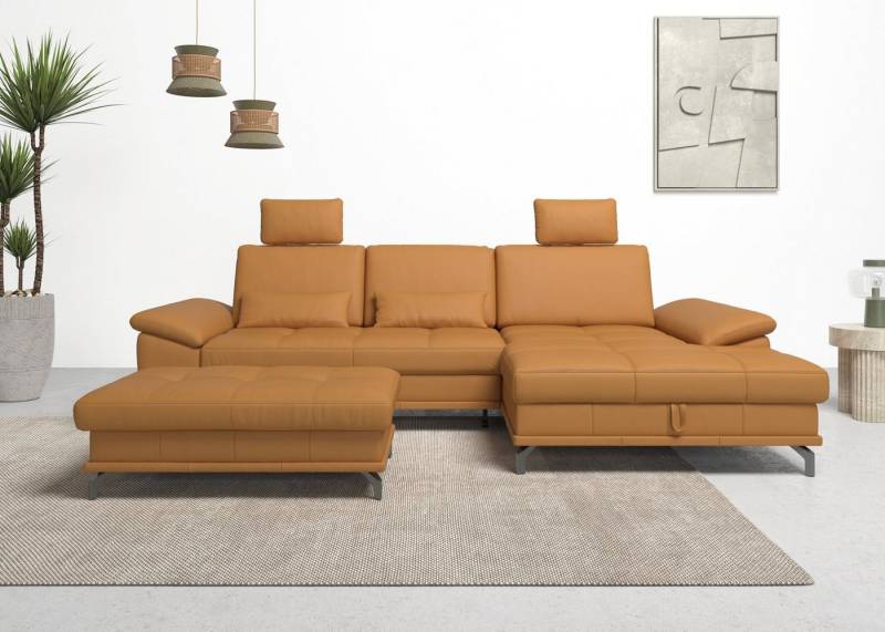 Places of Style Ecksofa Costello L-Form, mit Sitztiefenverstellung, Armteilverstellung und, 3 Nierenkissen, optional Bettfunktion und Bettkasten von Places of Style