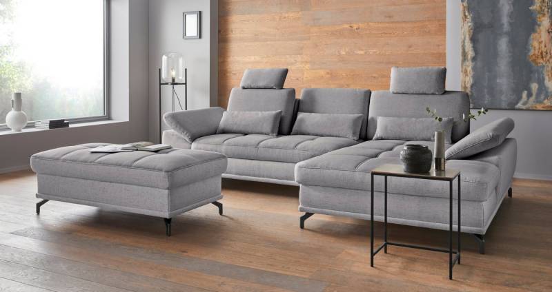 Places of Style Ecksofa Costello L-Form, mit Sitztiefenverstellung, Armteilverstellung und, 3 Nierenkissen, optional Bettfunktion und Bettkasten von Places of Style