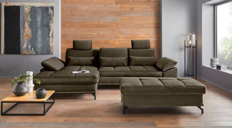 Places of Style Ecksofa Costello L-Form, mit Sitztiefenverstellung, Armteilverstellung und, 3 Nierenkissen, optional Bettfunktion und Bettkasten von Places of Style