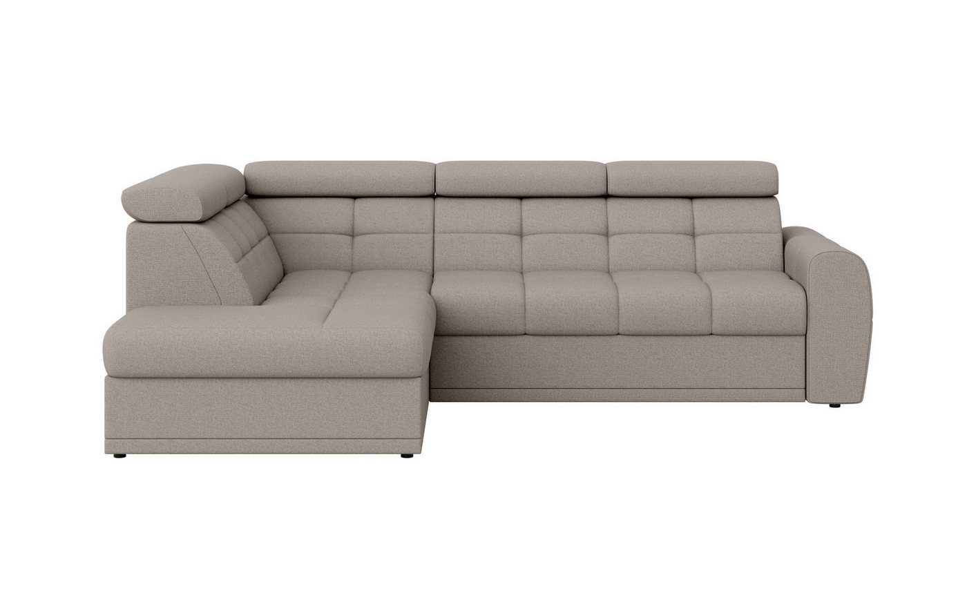 Places of Style Ecksofa FERMATA L-Form, ausziehbar zur Schlaffunktion, mit großem Bettkasten, mit verstellbaren Kopfstützen, moderne Steppung von Places of Style