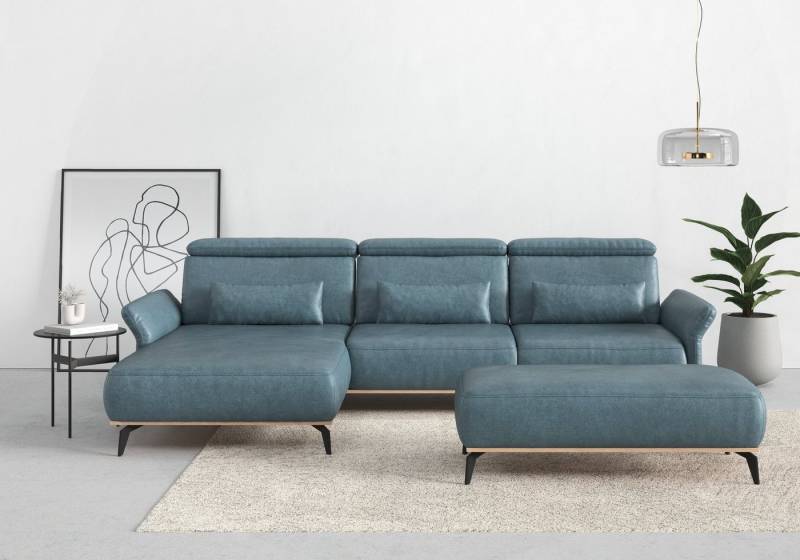 Places of Style Ecksofa Fjord L-Form, massiv, wahlweise mit Armlehnfunktion, Kopf- Sitztiefenverstellung von Places of Style