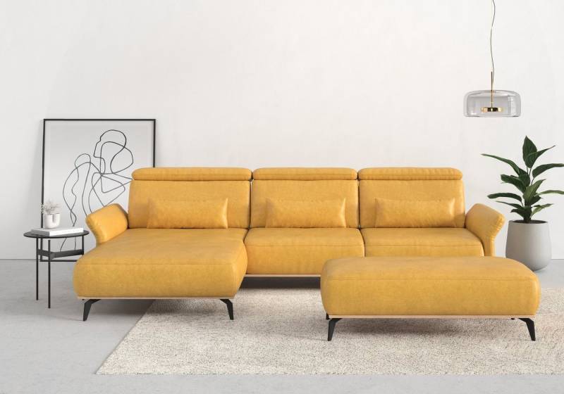 Places of Style Ecksofa Fjord L-Form, massiv, wahlweise mit Armlehnfunktion, Kopf- Sitztiefenverstellung von Places of Style