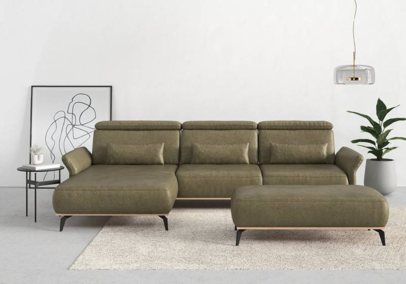 Places of Style Ecksofa Fjord L-Form, massiv, wahlweise mit Armlehnfunktion, Kopf- Sitztiefenverstellung von Places of Style