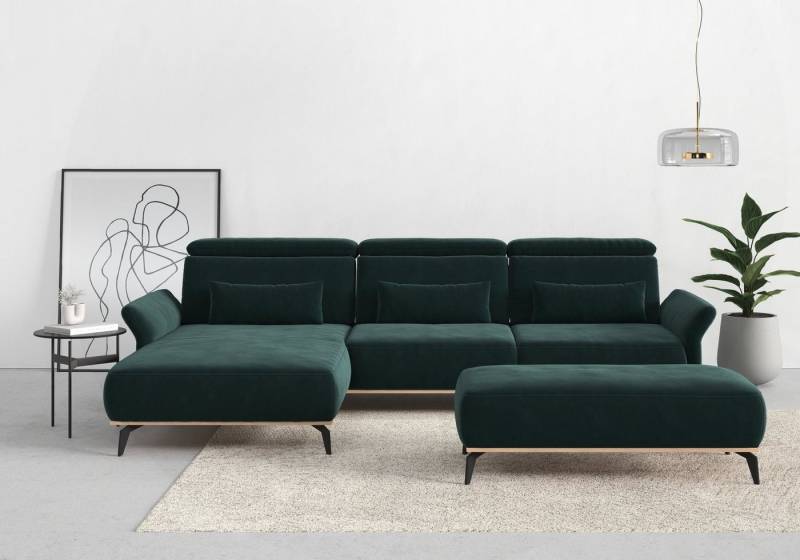 Places of Style Ecksofa Fjord L-Form, massiv, wahlweise mit Armlehnfunktion, Kopf- Sitztiefenverstellung von Places of Style