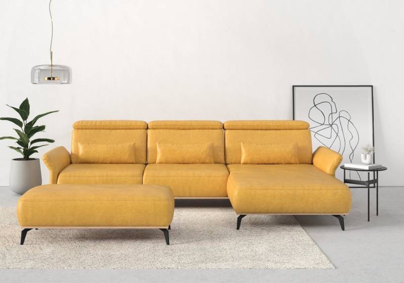 Places of Style Ecksofa Fjord L-Form, massiv, wahlweise mit Armlehnfunktion, Kopf- Sitztiefenverstellung von Places of Style