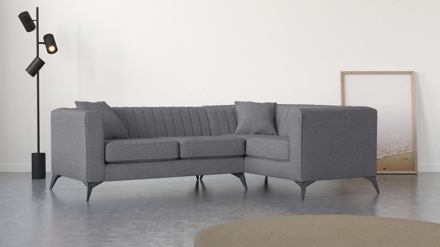 Places of Style Ecksofa MATTHEW B/T/H: 240/167/74 cm, L-Form, Steppung im Rücken, incl. Zierkissen, lose Sitzkissen von Places of Style