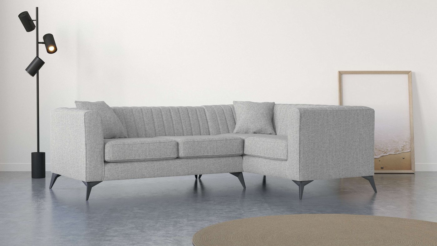 Places of Style Ecksofa MATTHEW B/T/H: 240/167/74 cm, L-Form, Steppung im Rücken, incl. Zierkissen, lose Sitzkissen von Places of Style