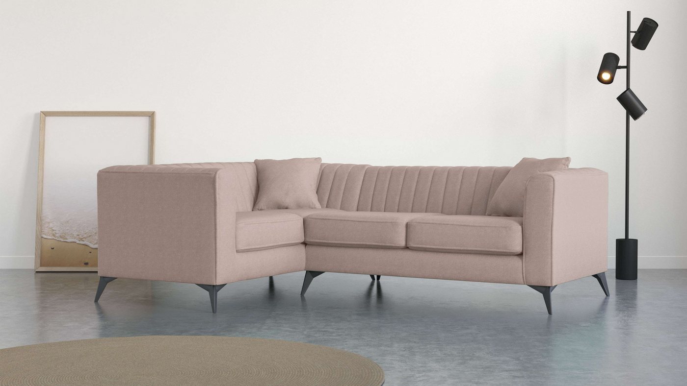 Places of Style Ecksofa MATTHEW B/T/H: 240/167/74 cm, L-Form, Steppung im Rücken, incl. Zierkissen, lose Sitzkissen von Places of Style