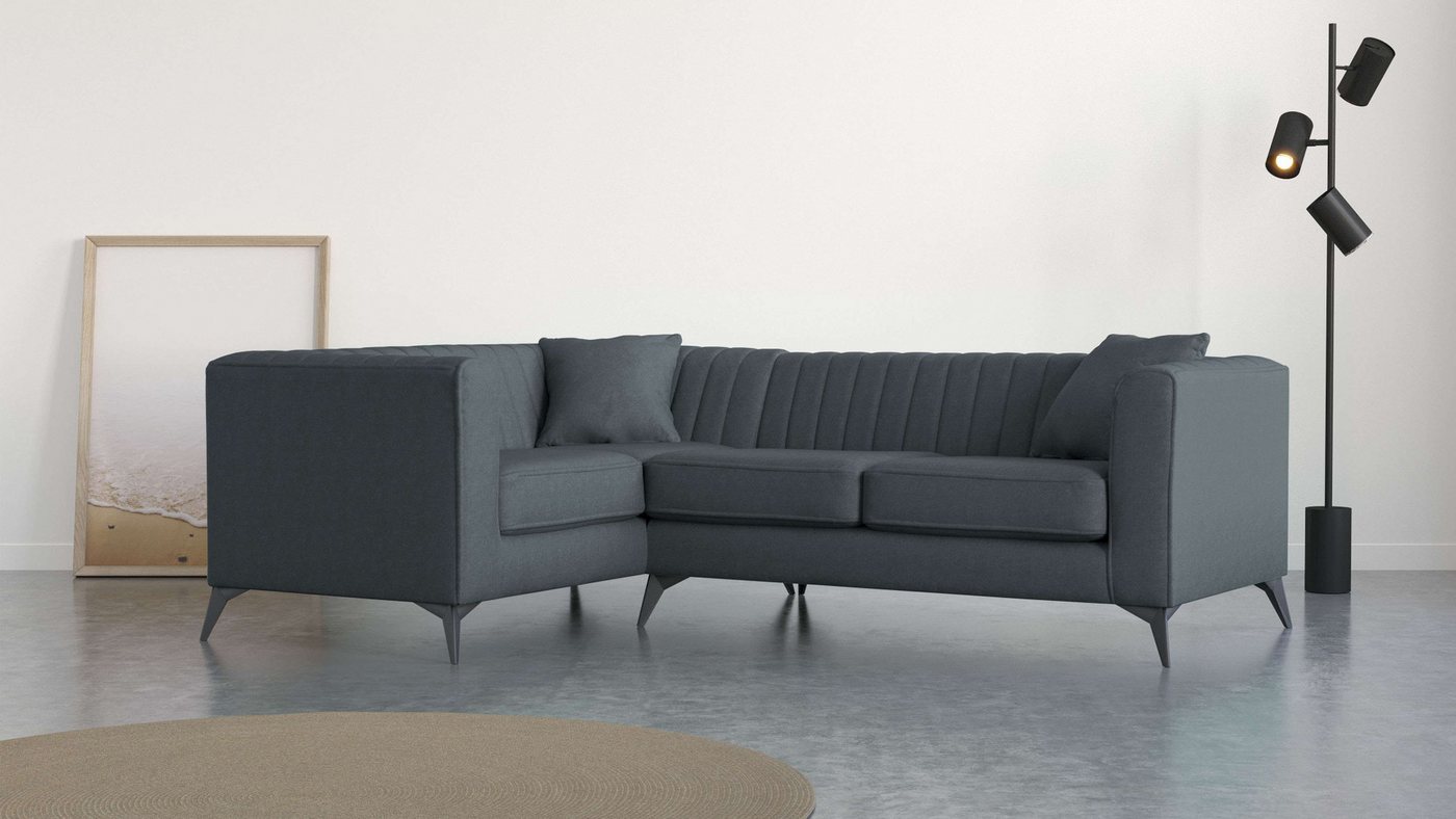 Places of Style Ecksofa MATTHEW B/T/H: 240/167/74 cm, L-Form, Steppung im Rücken, incl. Zierkissen, lose Sitzkissen von Places of Style