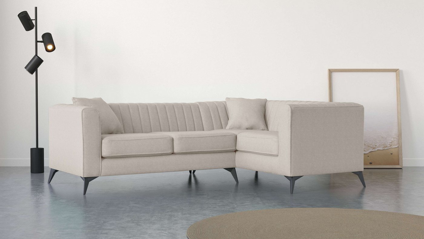 Places of Style Ecksofa MATTHEW B/T/H: 240/167/74 cm, L-Form, Steppung im Rücken, incl. Zierkissen, lose Sitzkissen von Places of Style