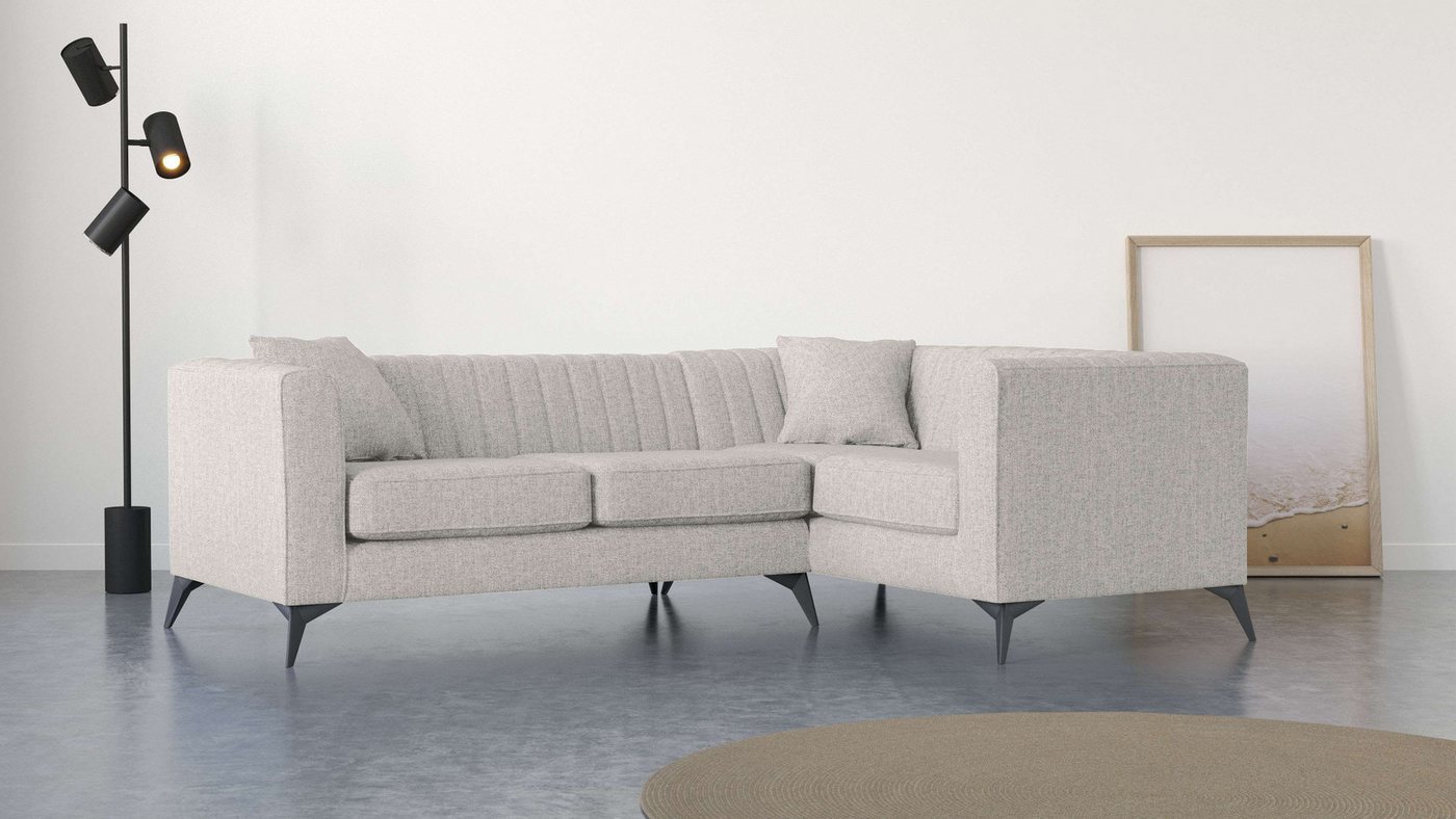 Places of Style Ecksofa MATTHEW B/T/H: 240/167/74 cm, L-Form, Steppung im Rücken, incl. Zierkissen, lose Sitzkissen von Places of Style