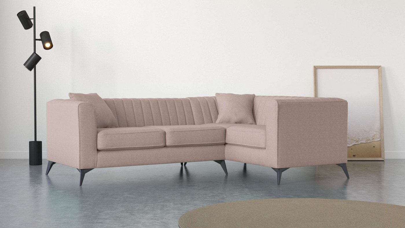 Places of Style Ecksofa MATTHEW B/T/H: 240/167/74 cm, L-Form, Steppung im Rücken, incl. Zierkissen, lose Sitzkissen von Places of Style