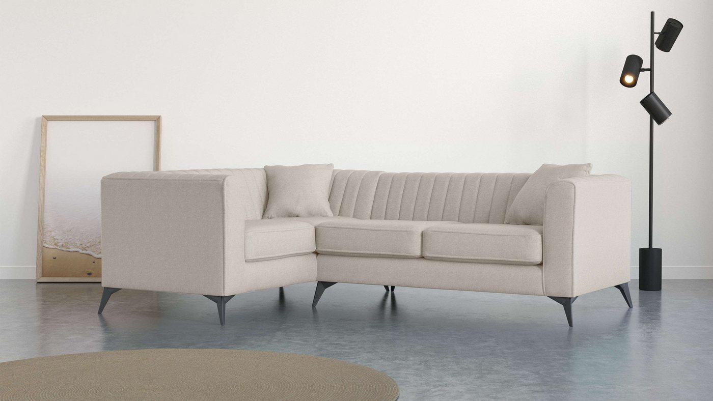 Places of Style Ecksofa MATTHEW B/T/H: 240/167/74 cm, L-Form, Steppung im Rücken, incl. Zierkissen, lose Sitzkissen von Places of Style