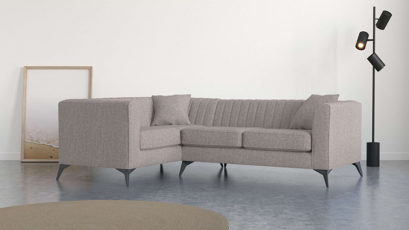 Places of Style Ecksofa MATTHEW B/T/H: 240/167/74 cm, L-Form, Steppung im Rücken, incl. Zierkissen, lose Sitzkissen von Places of Style