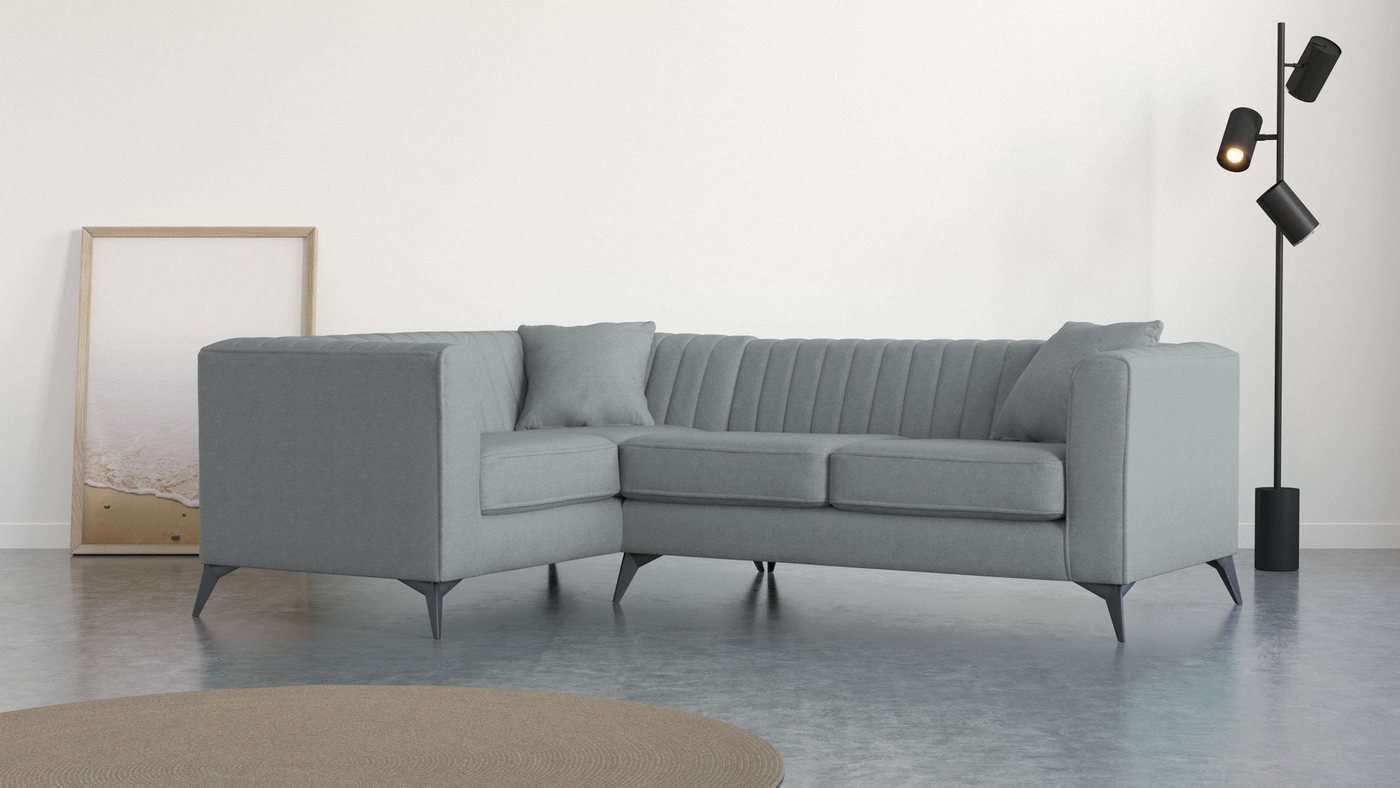 Places of Style Ecksofa MATTHEW B/T/H: 240/167/74 cm, L-Form, Steppung im Rücken, incl. Zierkissen, lose Sitzkissen von Places of Style