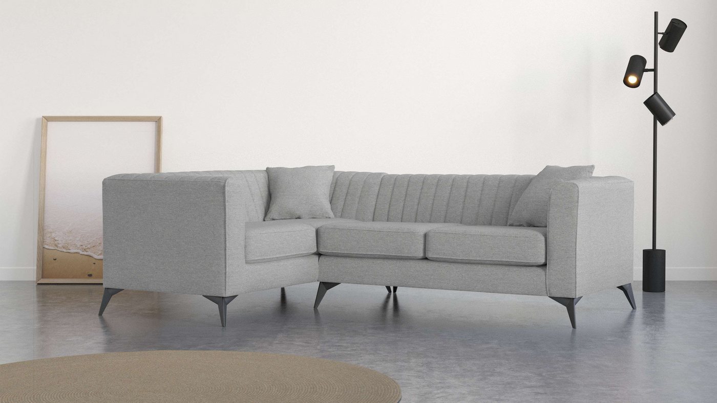 Places of Style Ecksofa MATTHEW B/T/H: 240/167/74 cm, L-Form, Steppung im Rücken, incl. Zierkissen, lose Sitzkissen von Places of Style