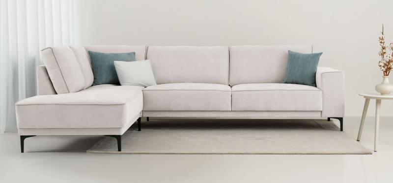 Places of Style Ecksofa Polsterecke Oland, Struktur, Flachgewebe, Luxus-Microfaser, Boucle, L-Form, 289 cm, Wellenunterfederung, Skandi-Design, Metallfüße Places of Style Ecksofa Polsterecke Oland, Struktur, Flachgewebe, Luxus-Microfaser, Boucle, L-Form, 289 cm, Wellenunterfederung, Skandi-Design, Metallfüße von Places of Style