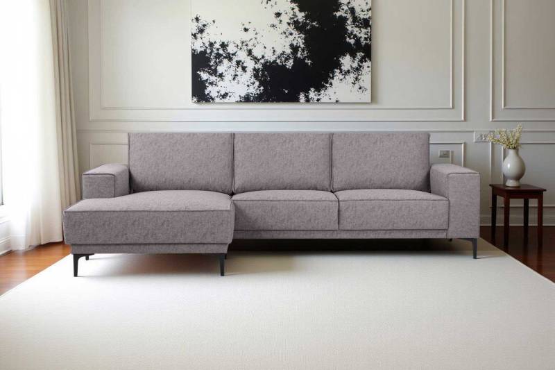 Places of Style Ecksofa Polsterecke Oland, Struktur, Flachgewebe, Luxus-Microfaser, Boucle, L-Form, 280 cm, Wellenunterfederung, Skandi-Design, Metallfüße von Places of Style