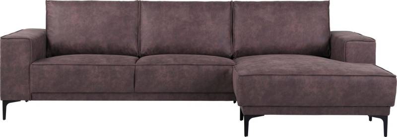 Places of Style Ecksofa Polsterecke Oland, Struktur, Flachgewebe, Luxus-Microfaser, Boucle, L-Form, 280 cm, Wellenunterfederung, Skandi-Design, Metallfüße von Places of Style