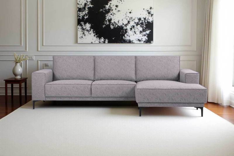 Places of Style Ecksofa Polsterecke Oland, Struktur, Flachgewebe, Luxus-Microfaser, Boucle, L-Form, 280 cm, Wellenunterfederung, Skandi-Design, Metallfüße von Places of Style