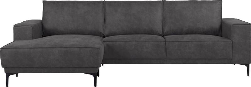 Places of Style Ecksofa Polsterecke Oland, Struktur, Flachgewebe, Luxus-Microfaser, Boucle, L-Form, 280 cm, Wellenunterfederung, Skandi-Design, Metallfüße von Places of Style