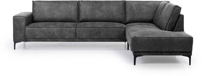 Places of Style Ecksofa Polsterecke Oland, Struktur, Flachgewebe, Luxus-Microfaser, Boucle, L-Form, 289 cm, Wellenunterfederung, Skandi-Design, Metallfüße von Places of Style