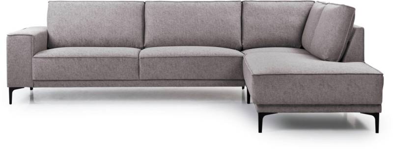 Places of Style Ecksofa Polsterecke Oland, Struktur, Flachgewebe, Luxus-Microfaser, Boucle, L-Form, 289 cm, Wellenunterfederung, Skandi-Design, Metallfüße von Places of Style