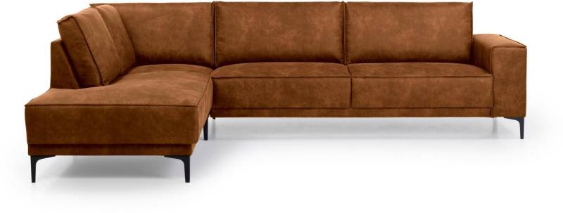 Places of Style Ecksofa Polsterecke Oland, Struktur, Flachgewebe, Luxus-Microfaser, Boucle, L-Form, 289 cm, Wellenunterfederung, Skandi-Design, Metallfüße von Places of Style