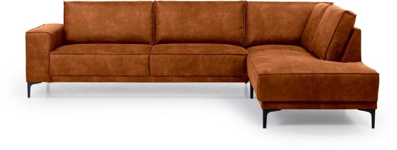 Places of Style Ecksofa Polsterecke Oland, Struktur, Flachgewebe, Luxus-Microfaser, Boucle, L-Form, 289 cm, Wellenunterfederung, Skandi-Design, Metallfüße von Places of Style