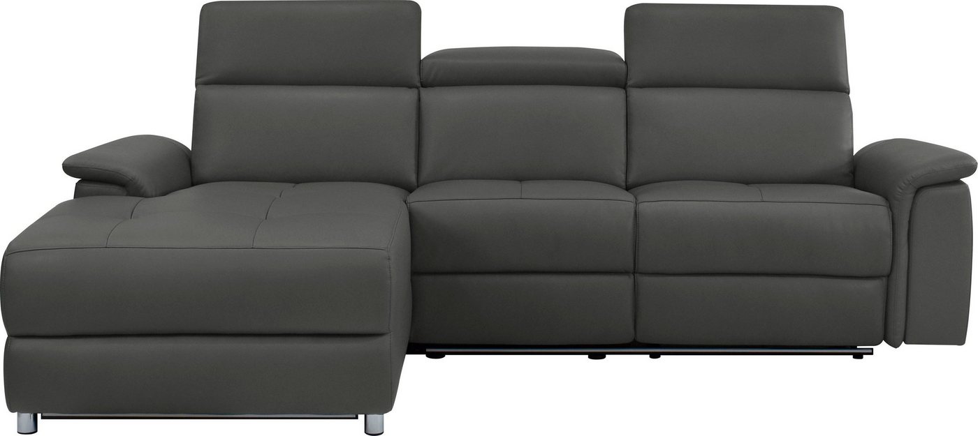 Places of Style Ecksofa Pareli, L-Form, 259cm,m. Recamiere, Echtleder, Kunstleder, Webstoff, man. o. elektr. Relaxfunktion, USB/Kopfteilverstellg u. LED von Places of Style