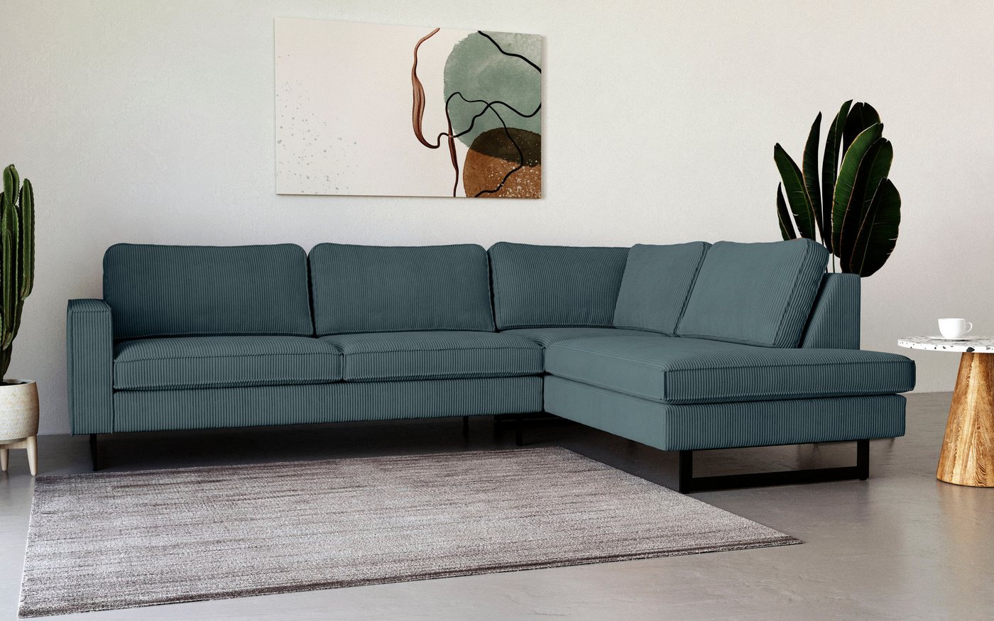 Places of Style Ecksofa Pinto, 290 cm, Ottomane links / rechts, Cord, Feincord, Luxus-Microfaser Leder und Chenille von Places of Style