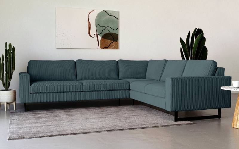 Places of Style Ecksofa Pinto, 250/290 cm, langer Schenkel, XXL, Ottomane, Cord, Feincord, Luxus-Microfaser Leder und Chenille von Places of Style