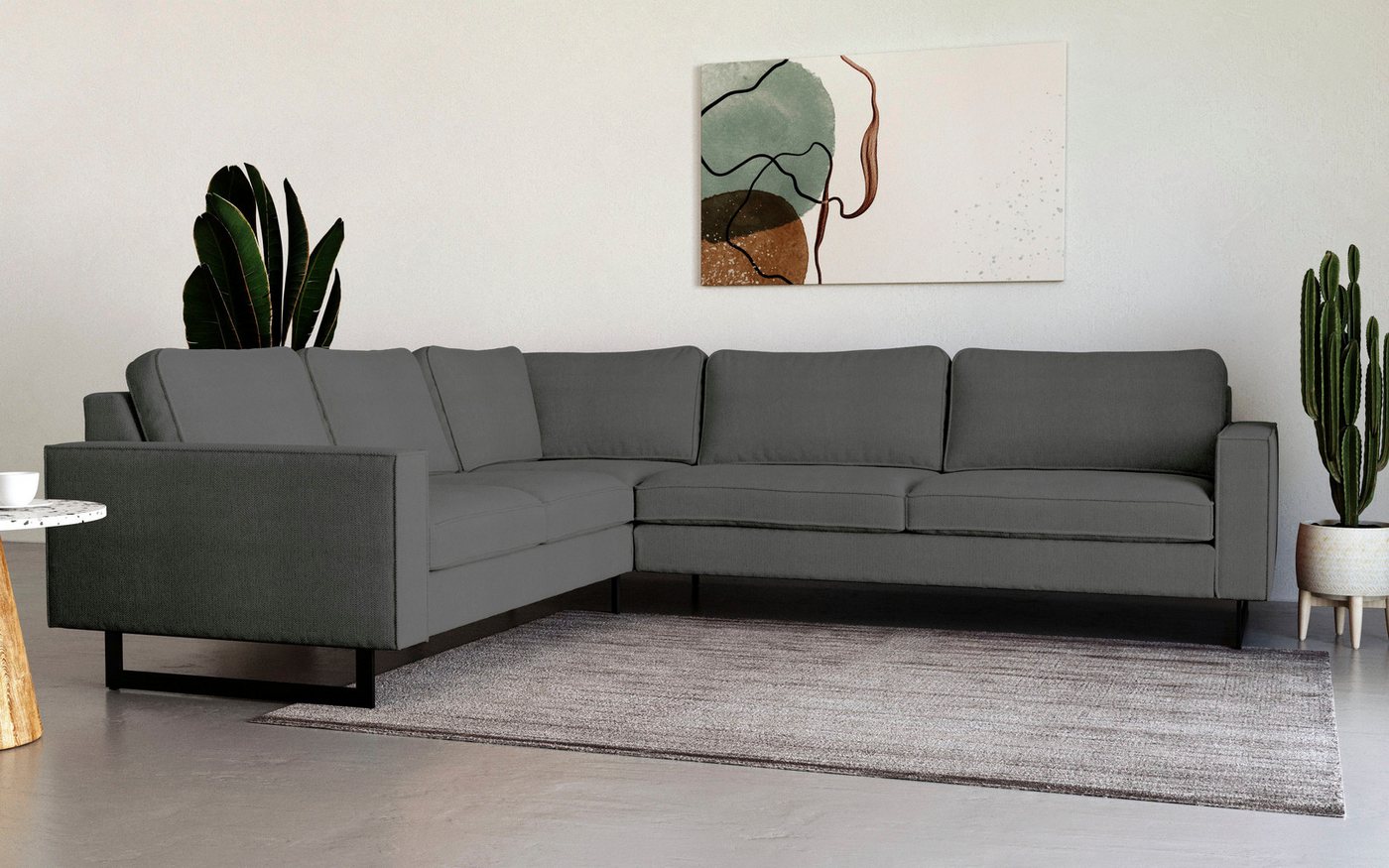 Places of Style Ecksofa Pinto, 250/290 cm, langer Schenkel, XXL, Ottomane, Cord, Feincord, Luxus-Microfaser Leder und Chenille von Places of Style