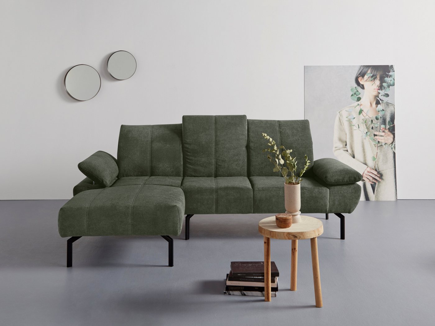Places of Style Ecksofa Ryedal L-Form, wahlweise mit oder ohne Sockel in Wildeiche-Optik von Places of Style